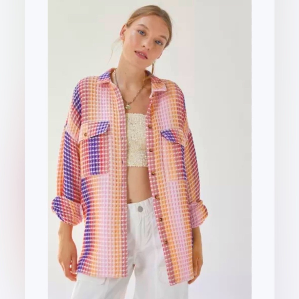 Urban Outfitters BDG Stanley Waffle Button
Down Shirt, Size S, Multi